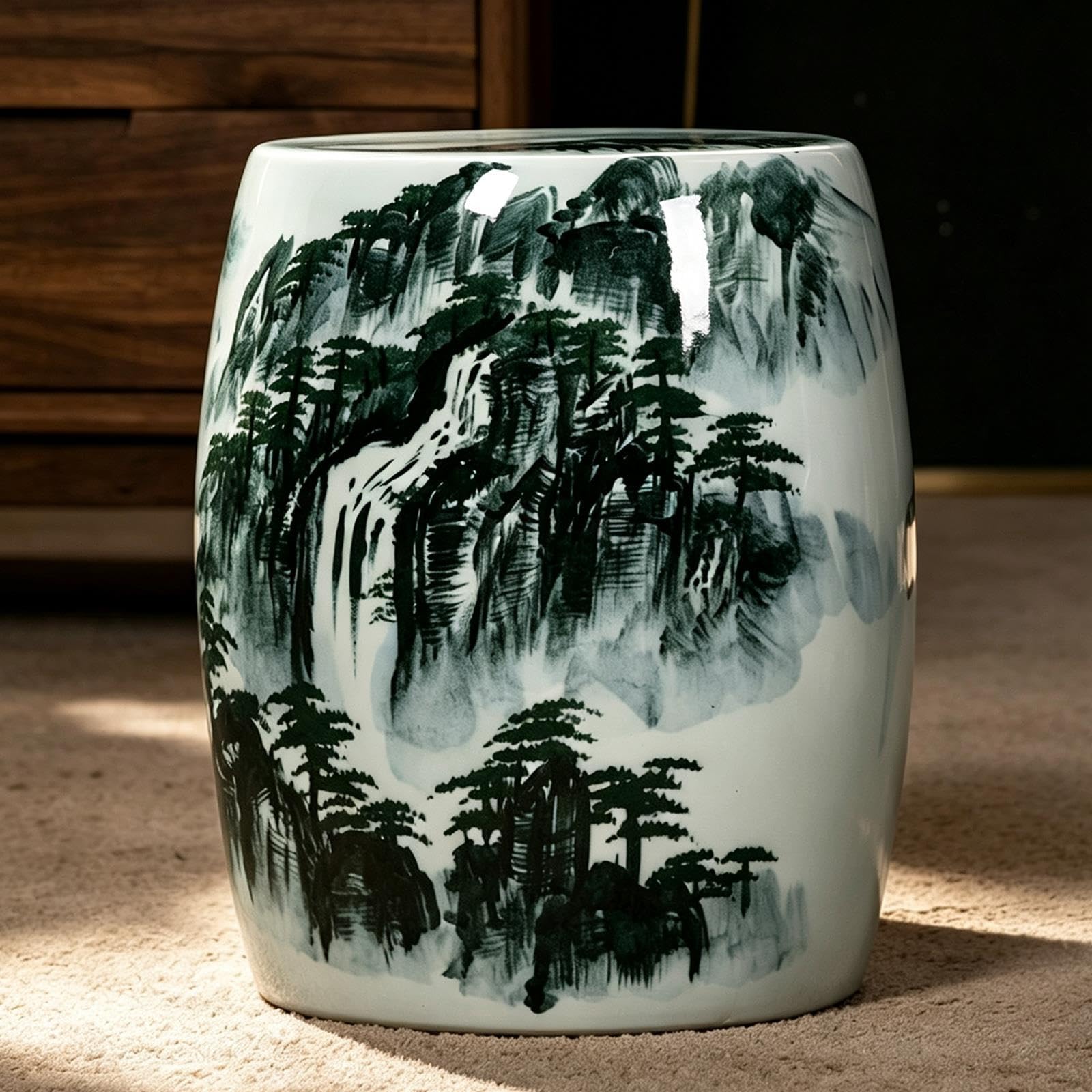 Dekoracyjne krzesła ogrodowe, ceramiczny stołek perkusyjny, meble w stylu