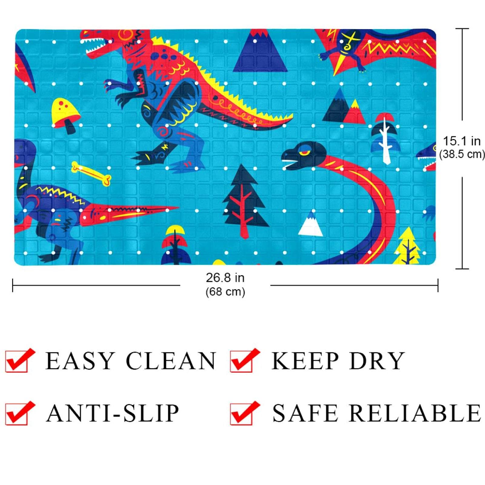 Rutschfeste Badematten mit coolem Dinosaurier-Motiv, für Badezimmer, rechteckige Badewannenmatte, maschinenwaschbar, 40 x 70 cm