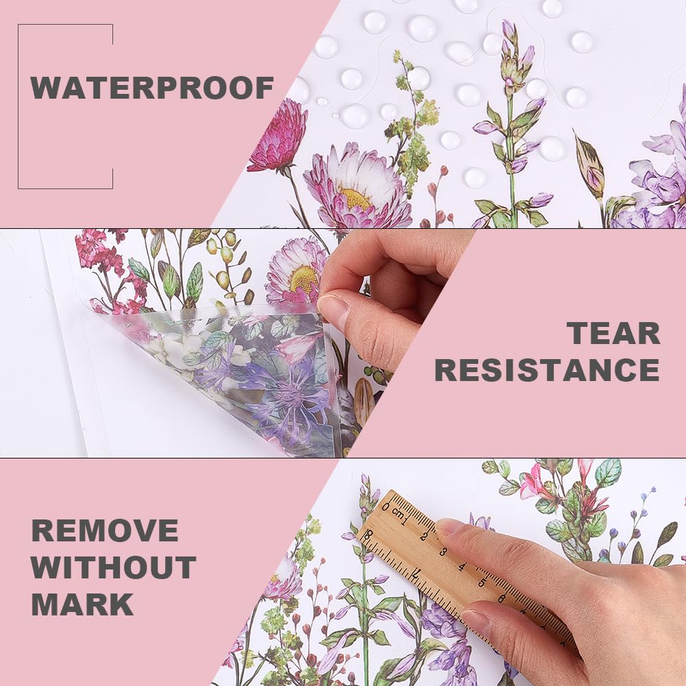 GORGECRAFT 4 Autocollant pour Couvercle de Siège de Toilette à Fleurs Plante Verte Feuilles Papillon Mural Amovible Autocollant Étanche pour Couvercle de Toilette Réservoir de Salle de Bain