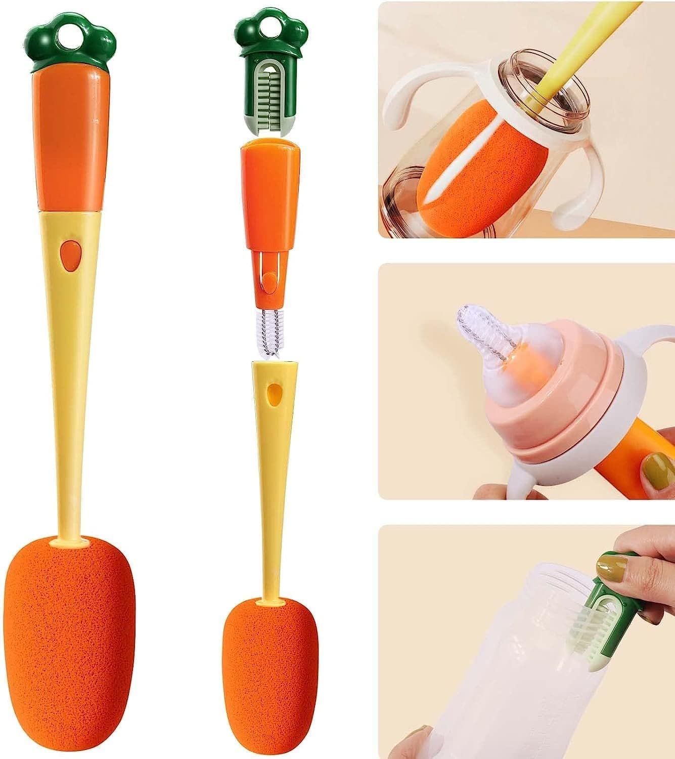 ZUPTIX Baby Bottle Brush Cleaner,Multifunctional Cleaning Brush 3 in 1 Replaceable Sponge Bottle Brush,and Silicone Bottle Cup Cover Cleaning Brush (B0D5YQDDTQ) Amazon Price History, Amazon Price Tracker