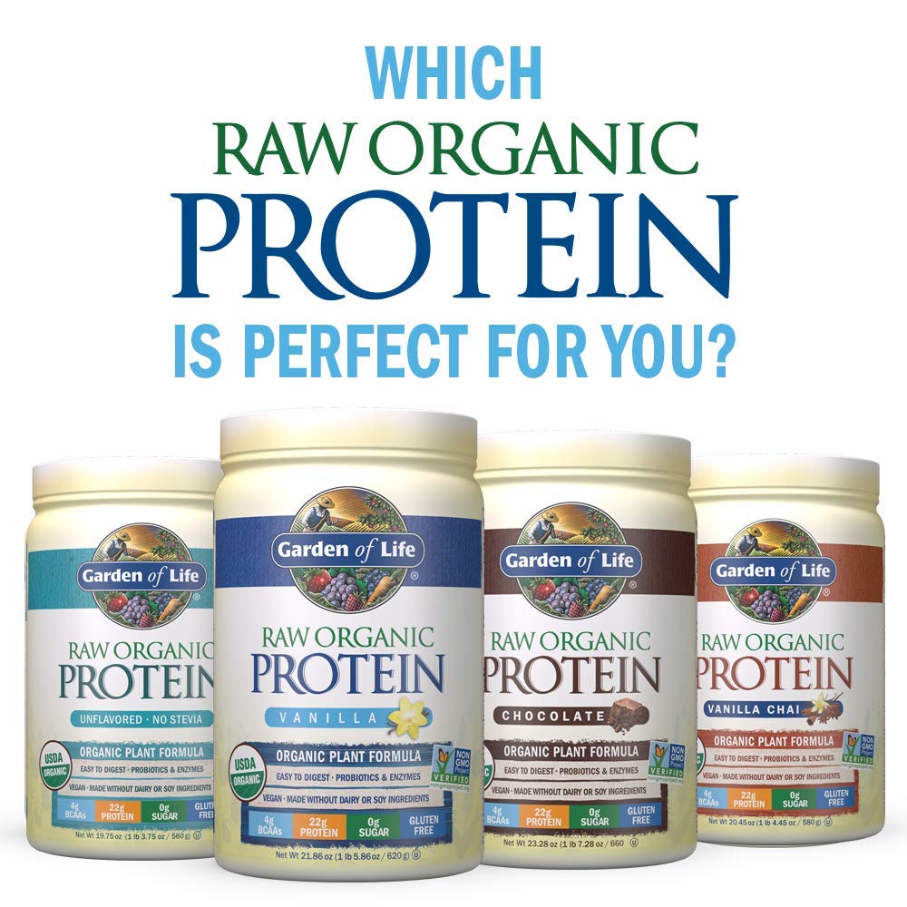 Garden of Life Raw Organic Protein Vanilla Powder, 20 Servings Certified Vegan, Gluten Free