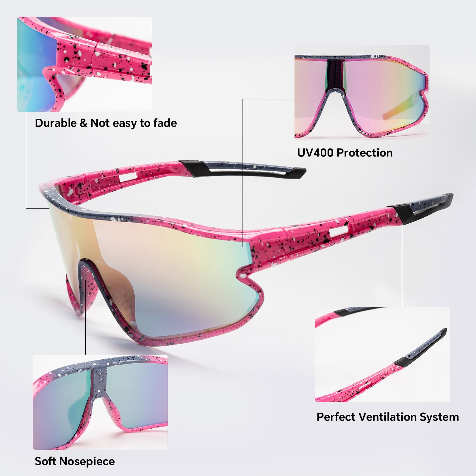 Kinder Polarisierte Sonnenbrille, Jugend Baseball Sonnenbrille für Jungen Mädchen UV400 Sport Softball Laufen Radfahren Brille