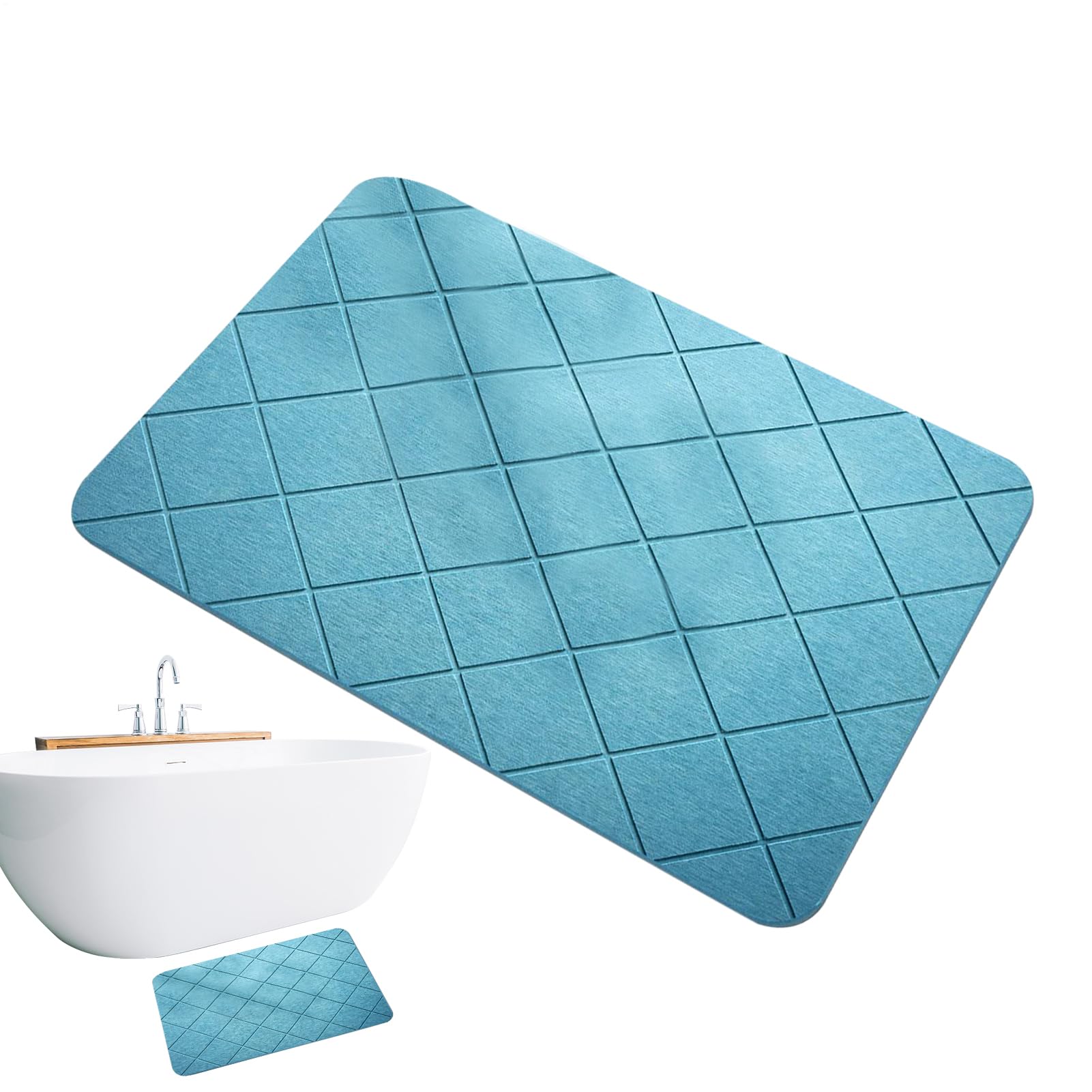 Tappetino da bagno in terra di diatomee, assorbe l'acqua, design geometrico ad asciugatura rapida, antiscivolo, per WC, cucina, vasca da bagno, piscina, uso spa, nero, blu, grigio, bianco