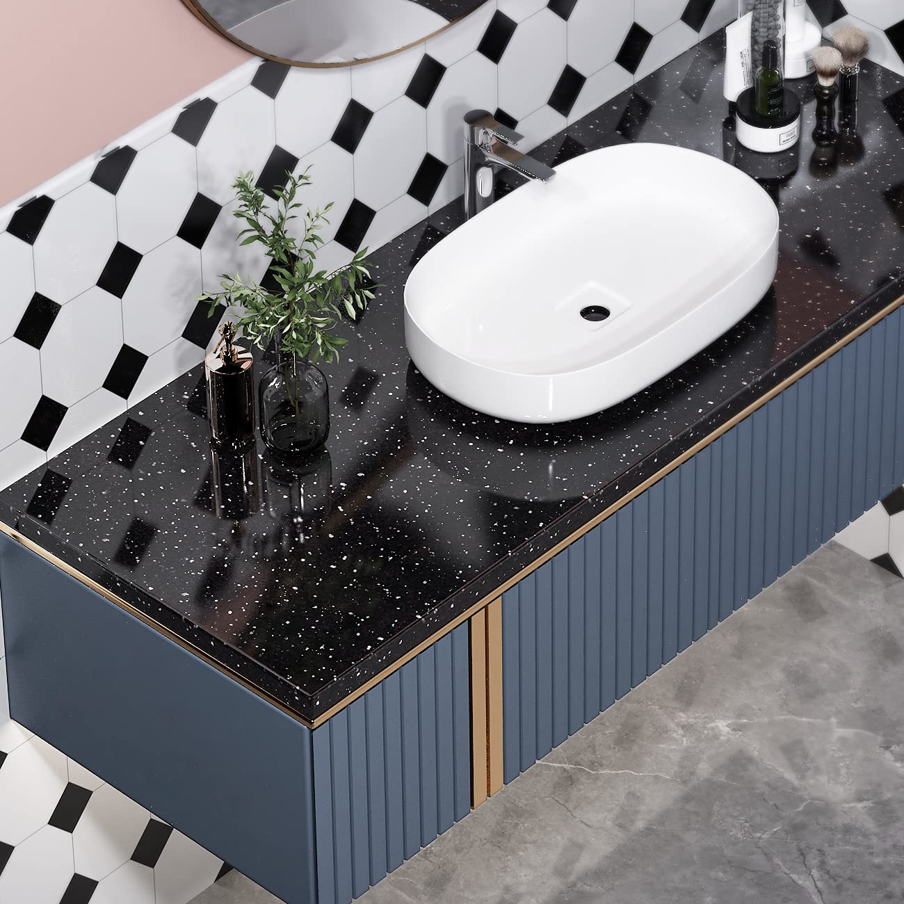 Livelynine 197 X 24 Inch Pearl Black Granite Countertop Contact Paper