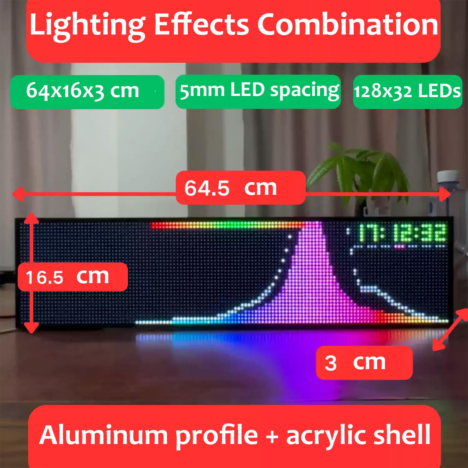 Analizzatore musicale, display ritmo musicale dinamico con telecomando senza fili, 36 modalità di visualizzazione, microfono integrato e cavo audio per casa, feste ed eventi musicali