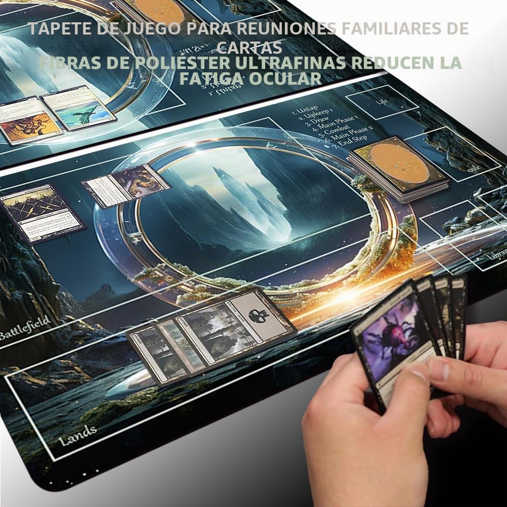 Sol Ring – Juego de mesa mtg Juegos Alfombras + Bolsa impermeable gratuita, bordes cosidos, superficie de goma suave