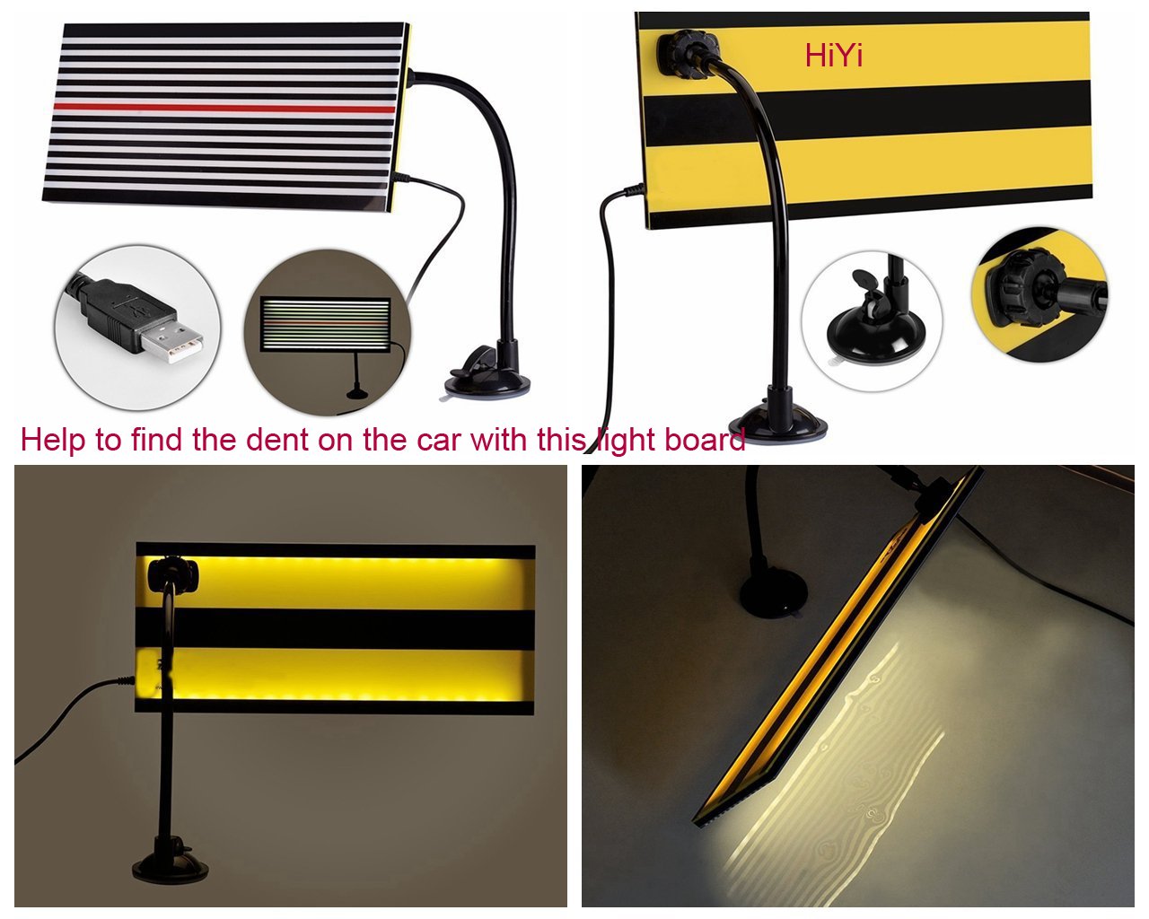 PDR Led Stripe Line Board Paintless Dent Removal Repair Tool with Ajustment Holder And 5m Long Line White light Reflector