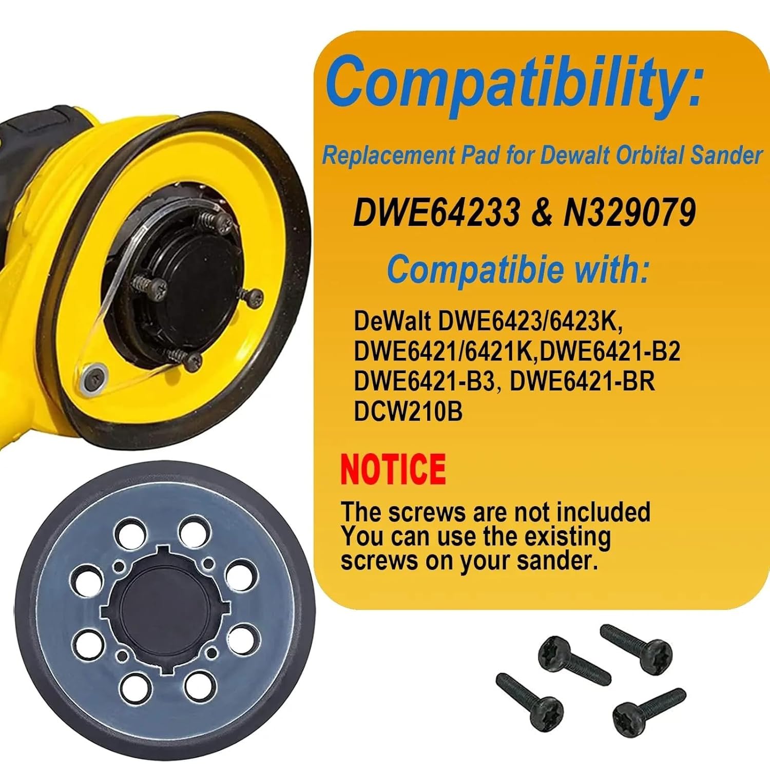 2pcs Sander Pad 5 Inch 8 Hole Hook and Loop Replacement Sanding Pad with 20pcs 220 Grit 5 Inch Sandpaper