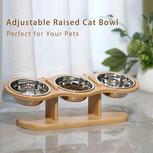 Vista 4 de Cuencos elevados para gatos, cuencos elevados de comida para gatos, cuencos inclinados en 15° para gatos, cachorros, perros pequeños, cuenco elevado