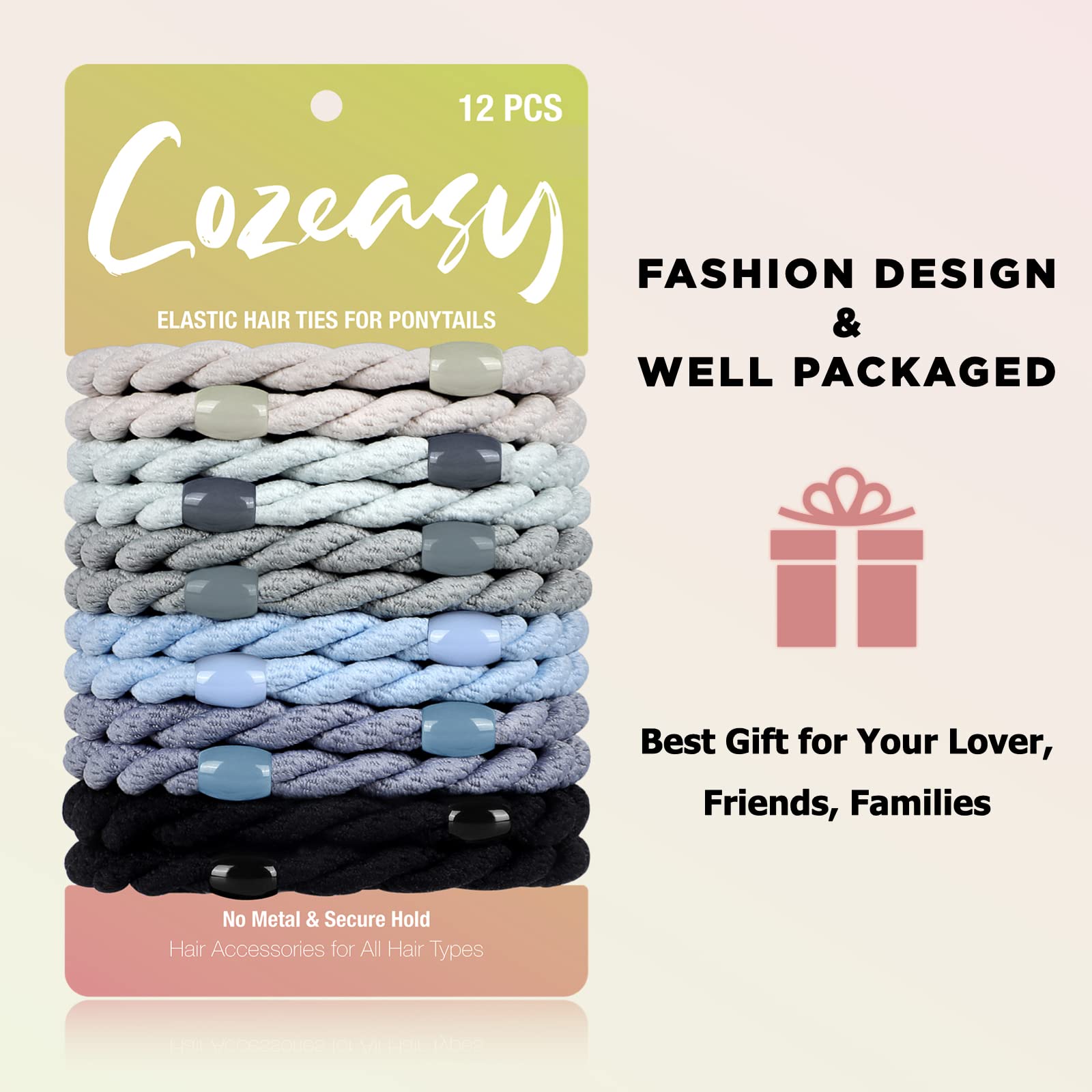 COZEASY Pack of 12 Elastic Hair Bobbles without Metal Braided No Pull or Damage Ponytail Holder - Image 2