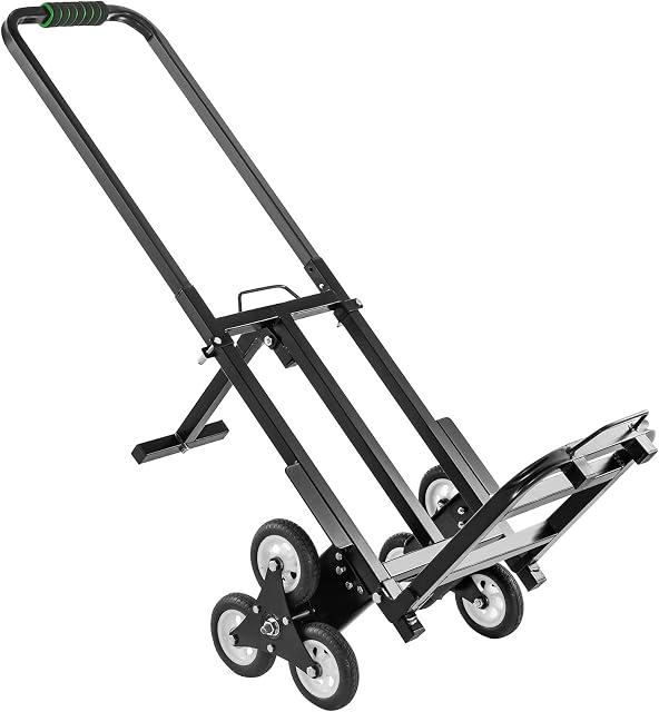 VEVOR Stair Climbing Cart Portable Climbing Cart 330lb Capacity All Terrain Stair Climbing Hand Truck Folding Stair Hand Truck Heavy Duty with 6 Wheels (Black)