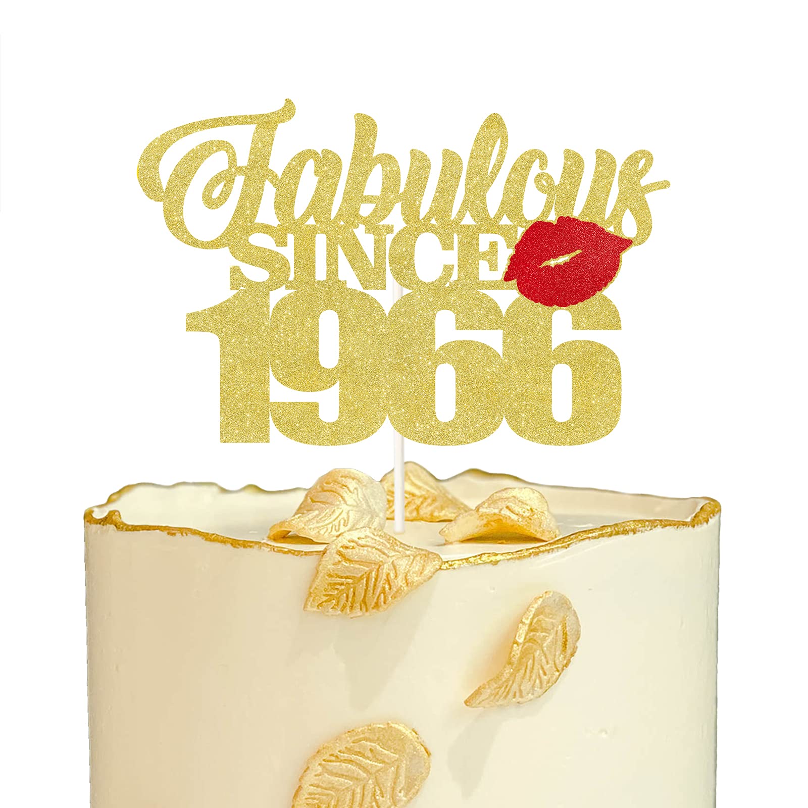 Gold Glitter Fabulous Since 1966 Cake Topper,Fabulous & 55 ,Cheers to 55 Years Cake Decor,55th Birthday /55th Anniversary Party Decorations