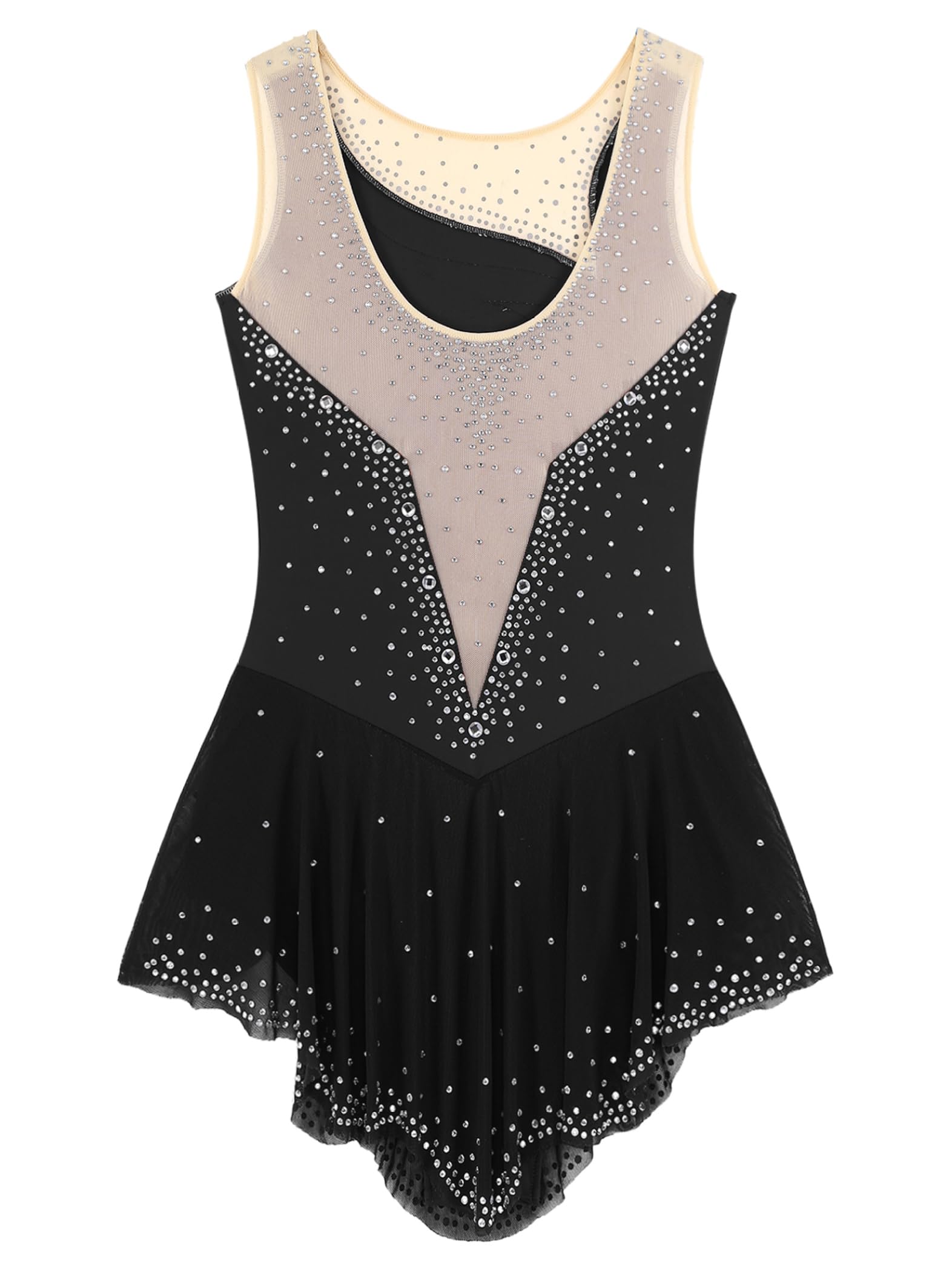 Robe Patinage Artistique Strass Justaucorps Gymnastique Danse sur Glace