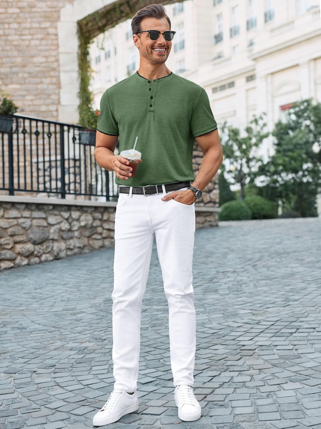 Runcati Mens Henley Shirts Short Sleeve Casual Polo Shirts Summer Business Workout Golf T- Shirts - Image 6