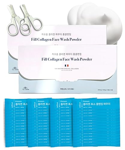 Miniatura 1 de UNIZAAR Fill - Juego de lavado facial con enzima de colágeno, (0.007 onzas x 30EA), lujoso limpiador coreano con infusión de colágeno francés y