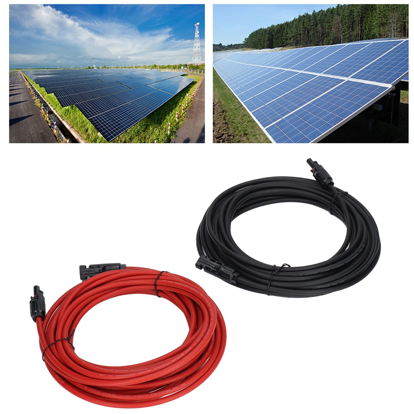 Cable de Extensión del Panel Solar, Aislamiento Shell del ² de la Resistencia de Oxidación 10AWG del Cable de Extensión Solar 6mm para Generar el Equipo (10 m/32,8 pies)