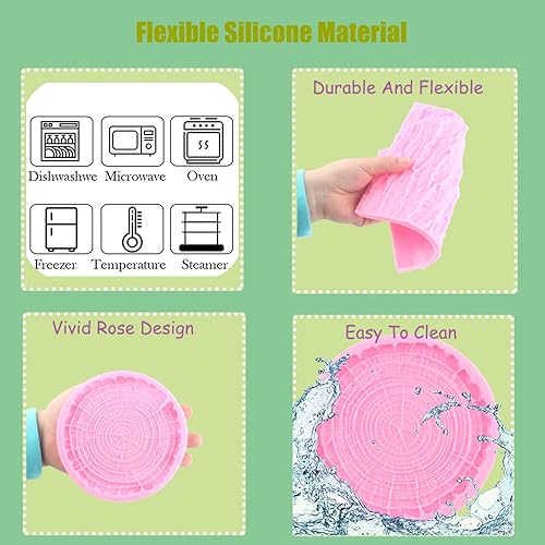 Miniatura 2 de Mujiang Moldes de silicona para tocones de árbol, textura de corteza de árbol, molde de impresión de fondant para decoración de pasteles, caramelo,