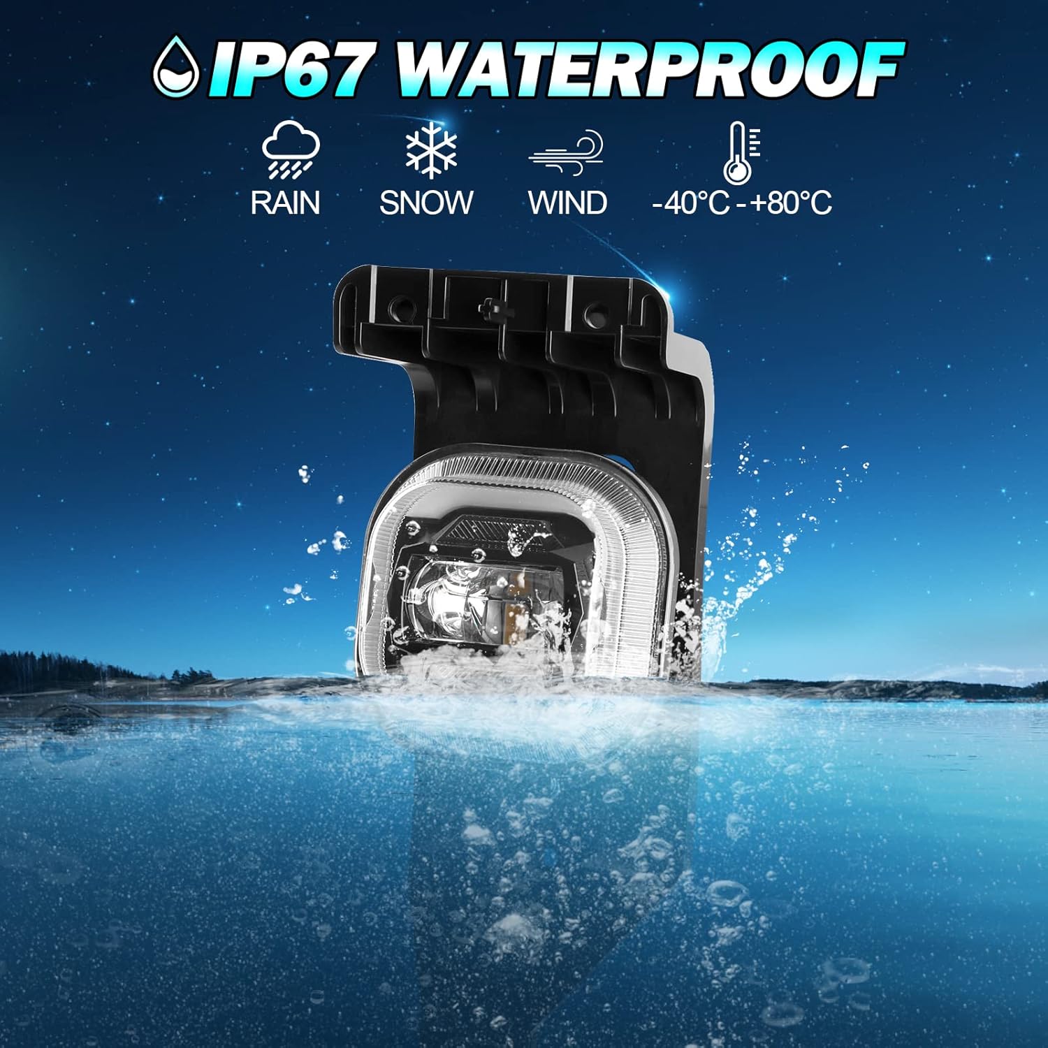 AMONLY LED Fog Light with Daytime Running Lights/Turn Signals for Ford F250 F350 F450 F550 Super Duty 2005-2007, Bumper Driving Fog Lamps Assembly Kit