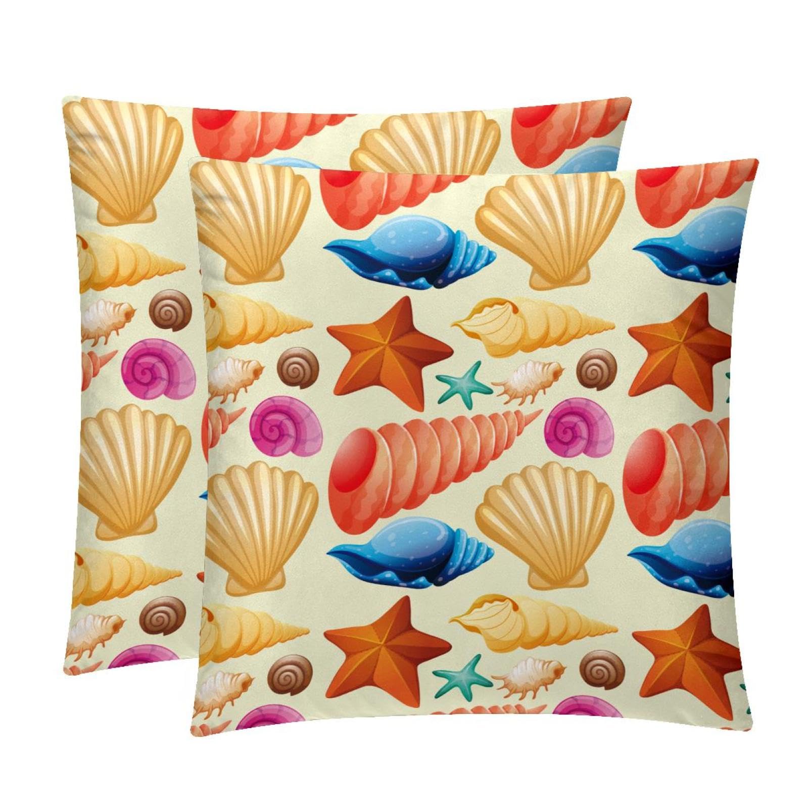 TDGKPZ Seashells Starfish Throw Pillow Covers 2 Pack Cushion Cases Decorative Pillow Cases Home Decor 50x50cm