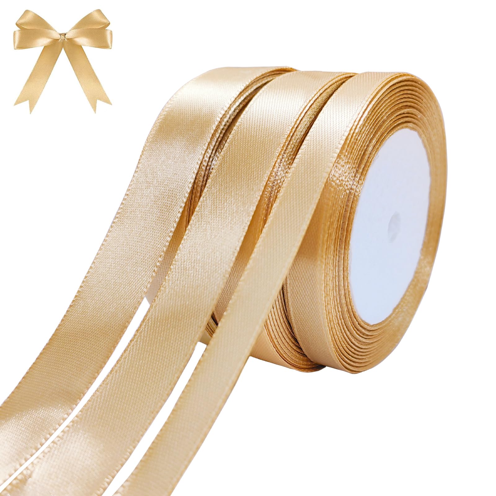 qingmeng Satinband Gold, 66m Geschenkband Gold Breit, 10mm/15mm/20mm Schleifenband, Geschenkband Hochzeit Stoff, Goldenes Geschenk Band Geschenkbänder für Taufe Geburtstag Deko Geschenkverpackung