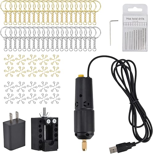 Taladro de resina, juego de taladro eléctrico de resina USB, mini kit de taladro manual para manualidades de resina, llaveros de fabricación de