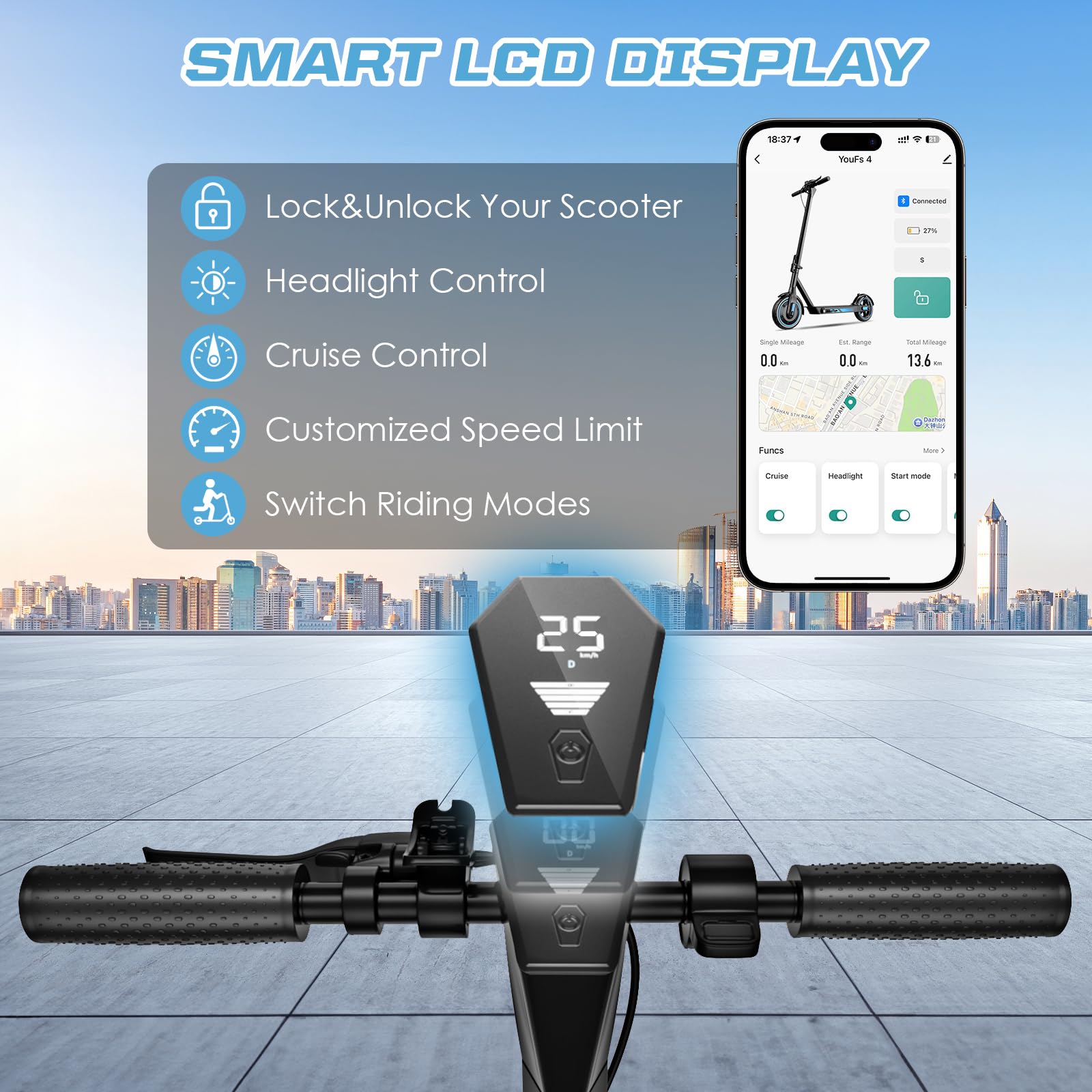 Aimittie Monopattino Elettrico per Adulti,Pneumatici 8.5/10",Motore Potente 500W, Autonomia fino a 35/38/45km,Velocità Massima 25km/h,Doppia illuminazione e doppio sistema frenante,Carico massimo120kg