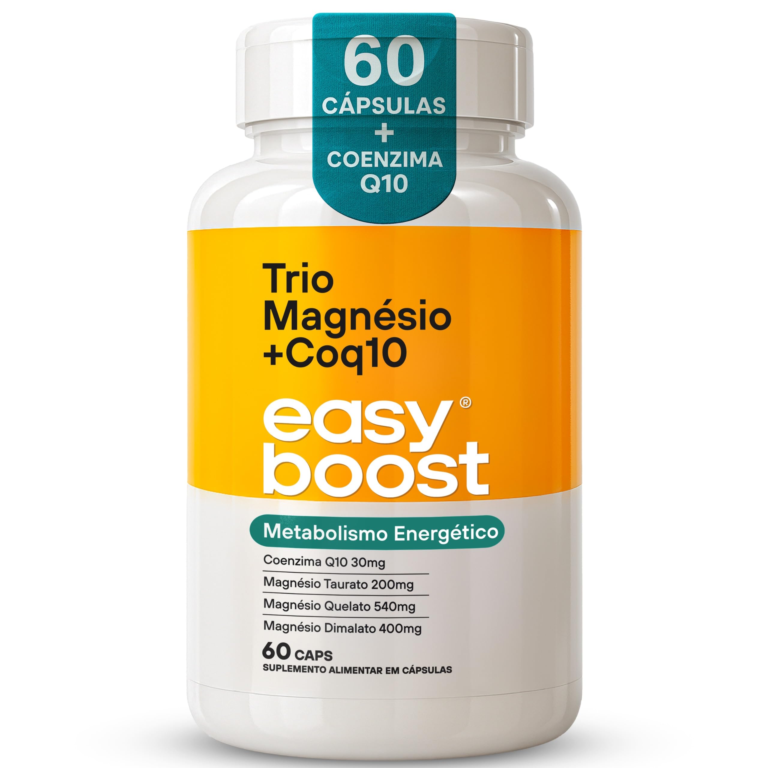 Trio Magnésio Dimalato Quelato Taurato Coenzima Q10 Easy Boost 60