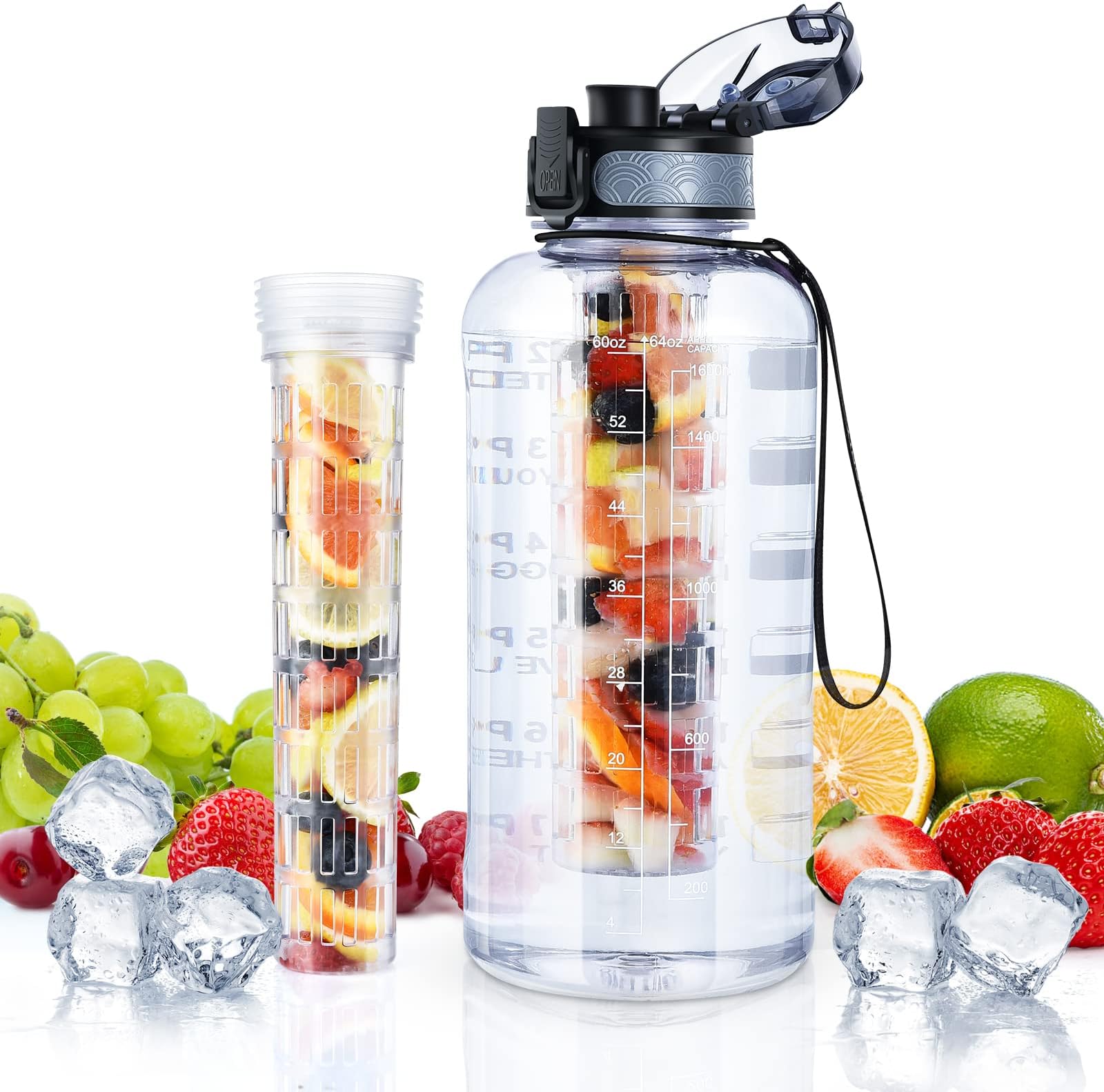 Amazon.com: Brimma Fruit Infuser Water Bottle - 32 oz Large, Leakproof ...