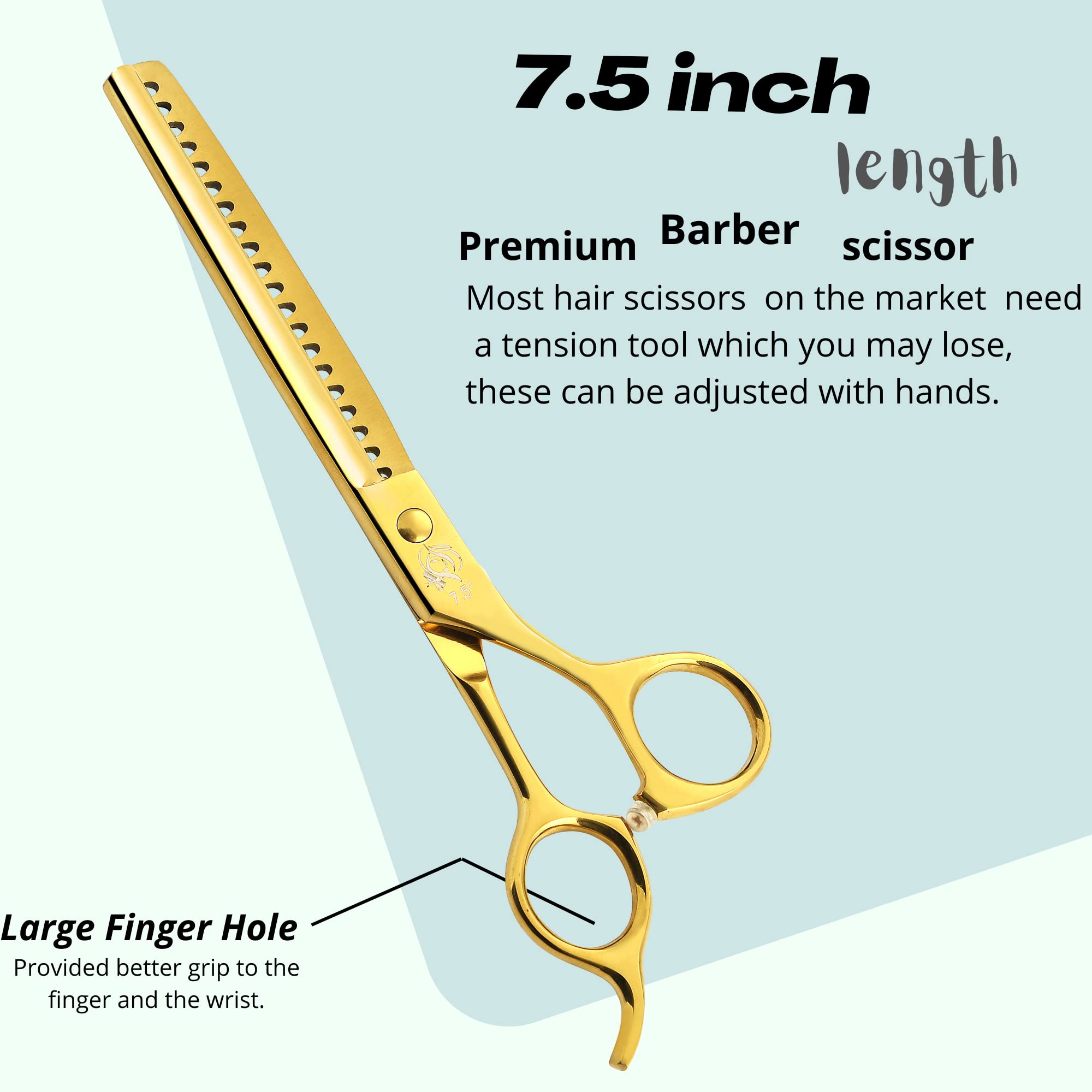 Wishbeauty 7.5-Inch Professional Pet Grooming Scissors - 440C Japanese Steel Shears (Gold, Chunker) - Image 4