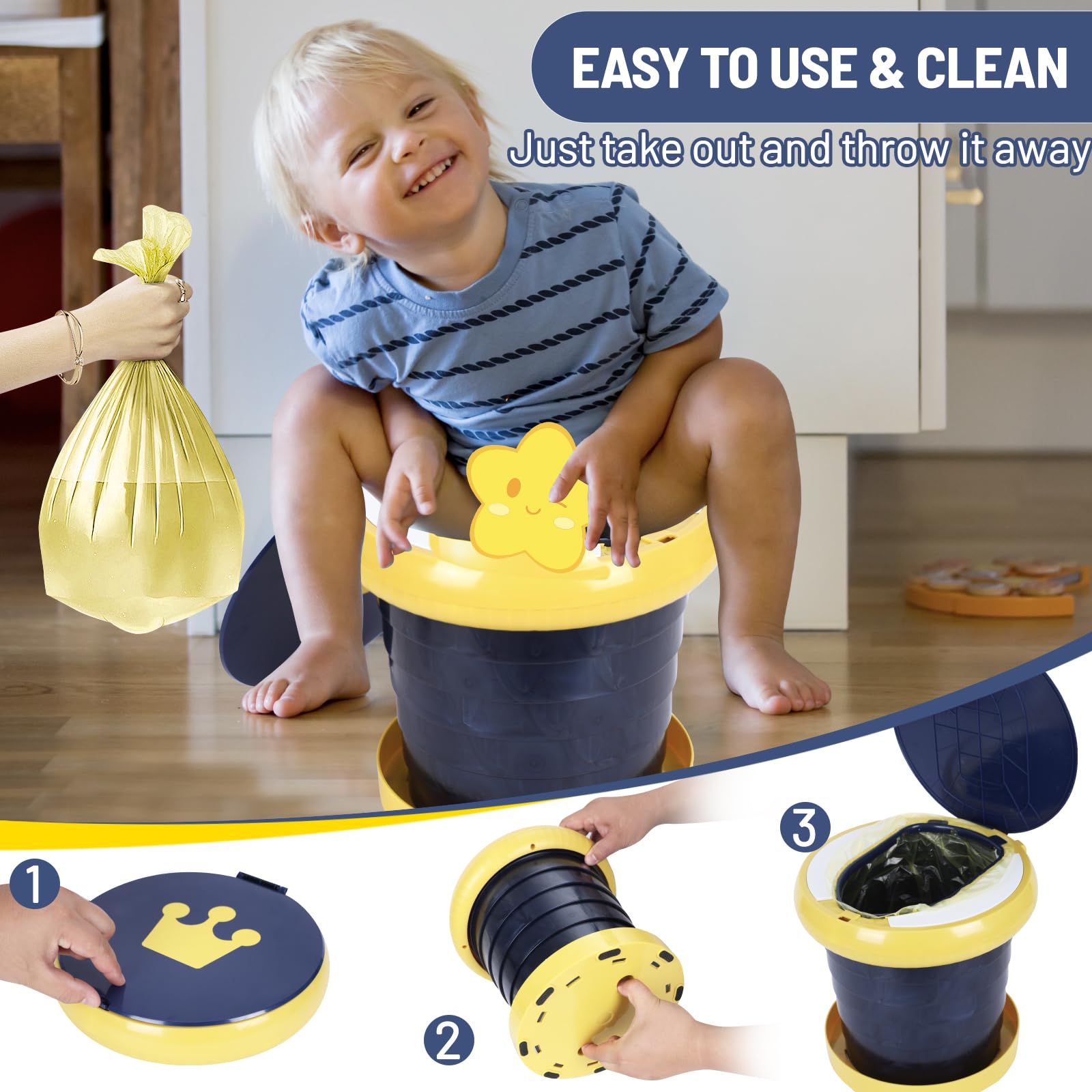 Orinal portátil, asiento plegable para viajes de niños, asiento de inodoro de entrenamiento para niños pequeños, inodoro de emergencia, orinal portátil para viajes de niños, para coche, camping, al