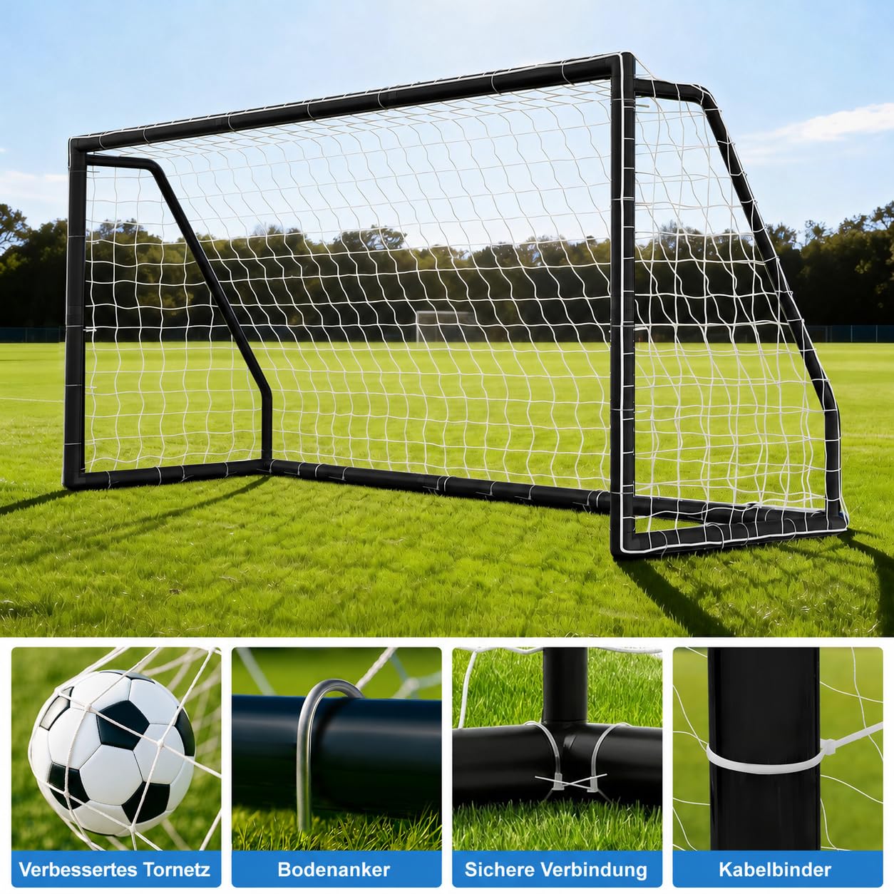 MOPHOTO FußBalltor FüR Garten, Faltbares/Festes Outdoor-TrainingsfußBalltor | Stahlrahmen/Pvc-Material, Einfach Zu Montieren, Geeignet FüR FußBallspiele