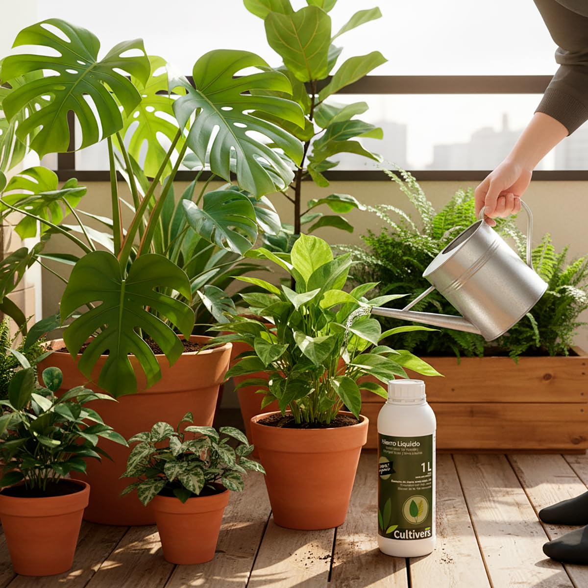 CULTIVERS Hierro Líquido para Plantas 5 L | Abono Líquido con Hierro para Nutrición Vegetal en Plantas, Hortalizas y Árboles en Suelos con Baja Disponibilidad de Hierro