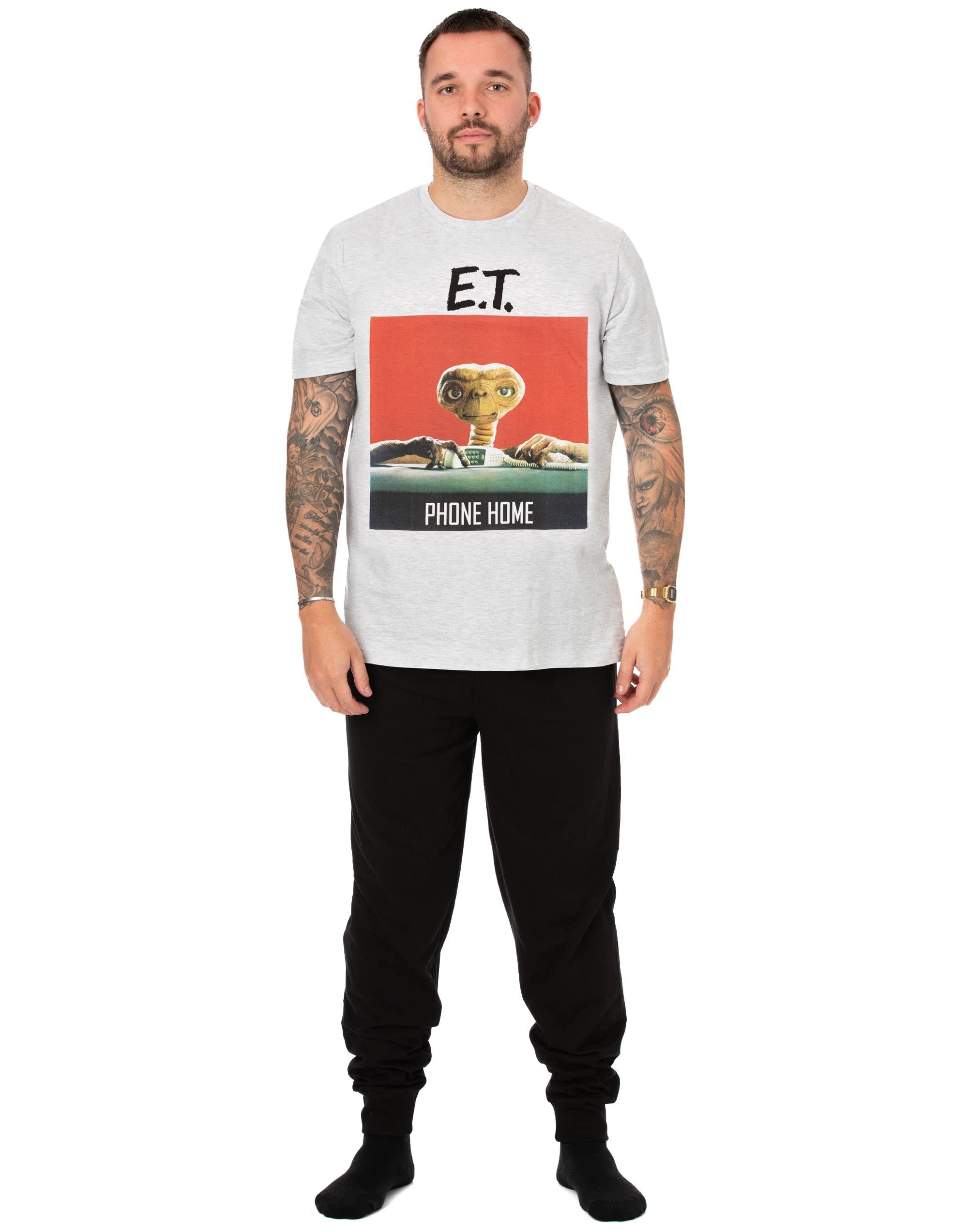 Et Men's Grey Short Sleeve Long Leg Pyjama S | Black | Official Merch | Size: Xl