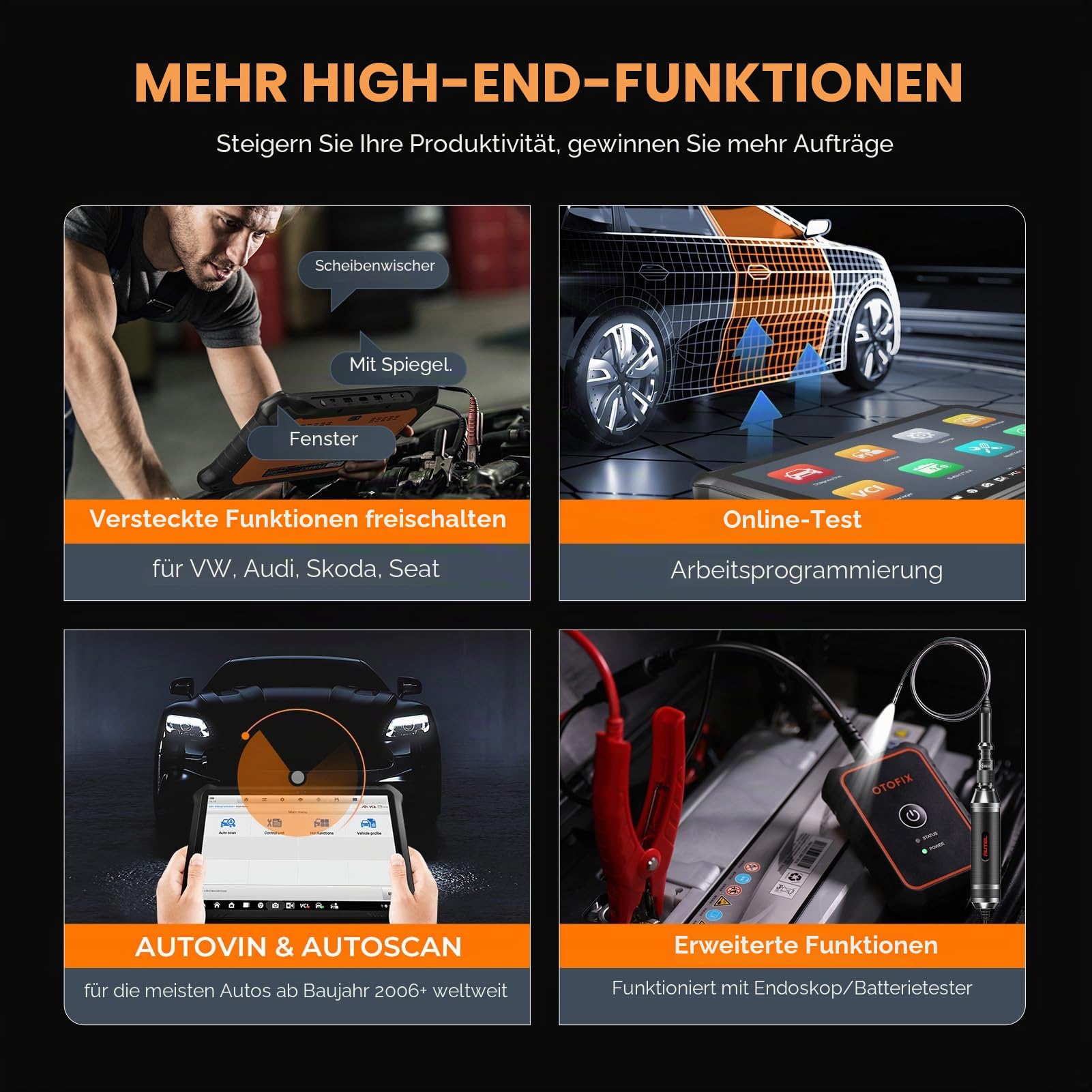 OTOFIX D1 PROS2 Obd2 Diagnosegerät für Alle Fahrzeuge, Alle Systemdiagnosen auf OE-Niveau, ECU-Codierung, 40+ Servicefunktionen, Bidirektionale Steuerung, Auto Scan 2.0, CANFD & DOIP, 2-Jahres-Update