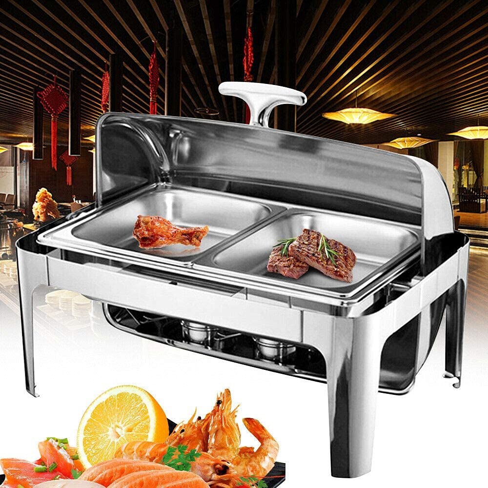 Scaldavivande da 9 l, in acciaio inox, resistente per chafing Dish Buffet, con 2 bruciatori, per buffet, ricevimenti di catering, kitchen party