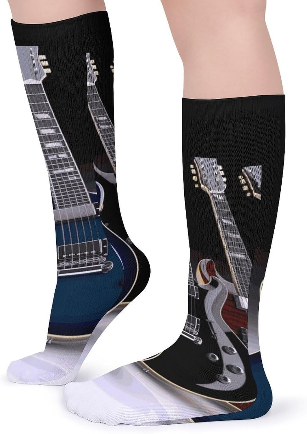 5-Pack Knee High Socks, 15.7 Inch Breathable Casual Socks Electric Guitar Stockings for Men Women