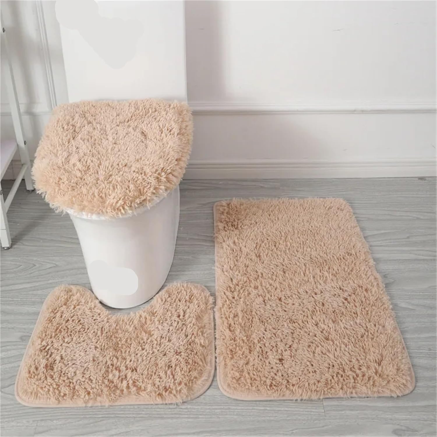 Toilet Seat Covers Washable 2sets Simple Bathroom Mat Closestool Cover Fluffy Anti-Slip Soft Bath Rug Household Decoration Thicken Washable Carpet Washroom(A)