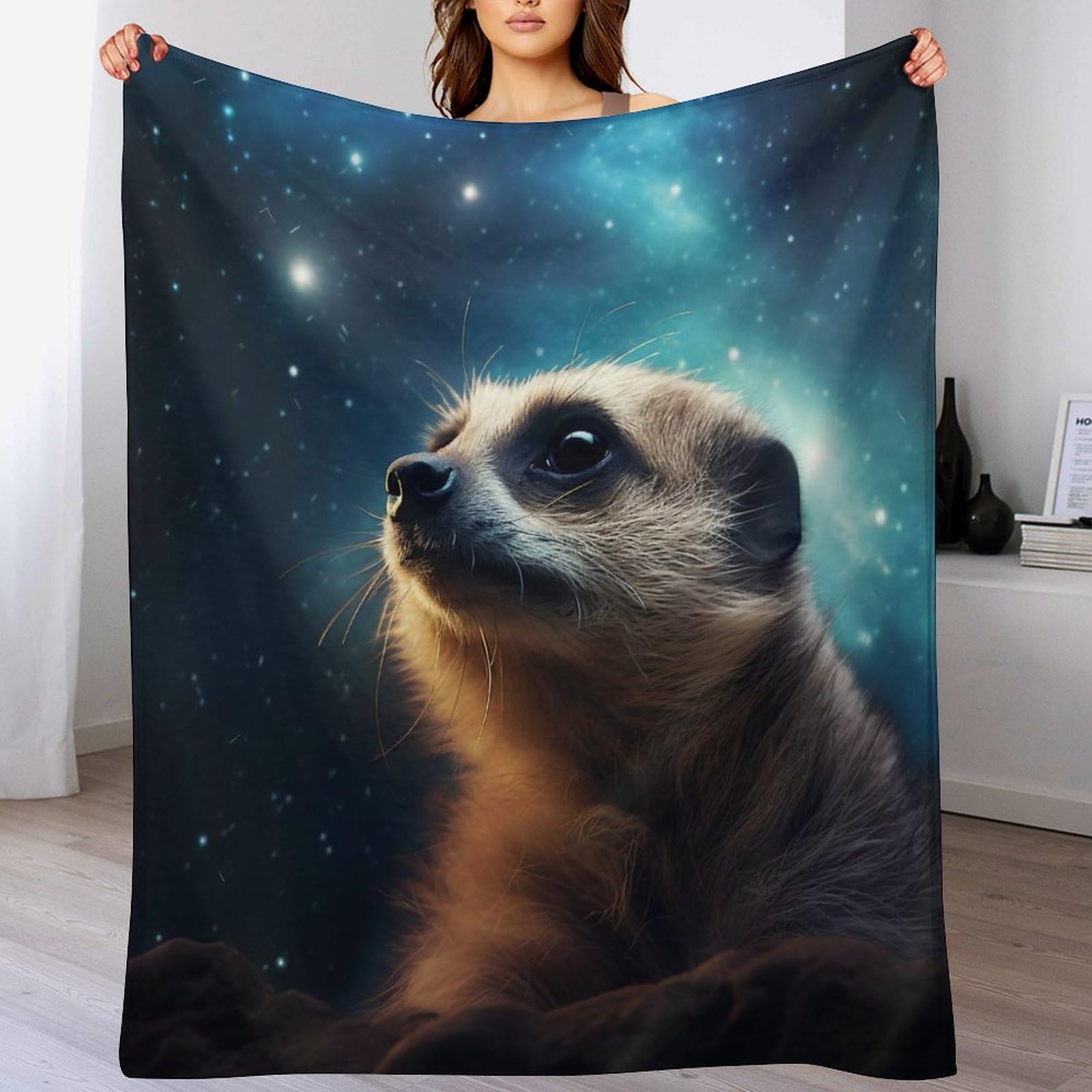 Couverture polaire Suricate 180x200cm plaid en peluche doux pour lit et canapé