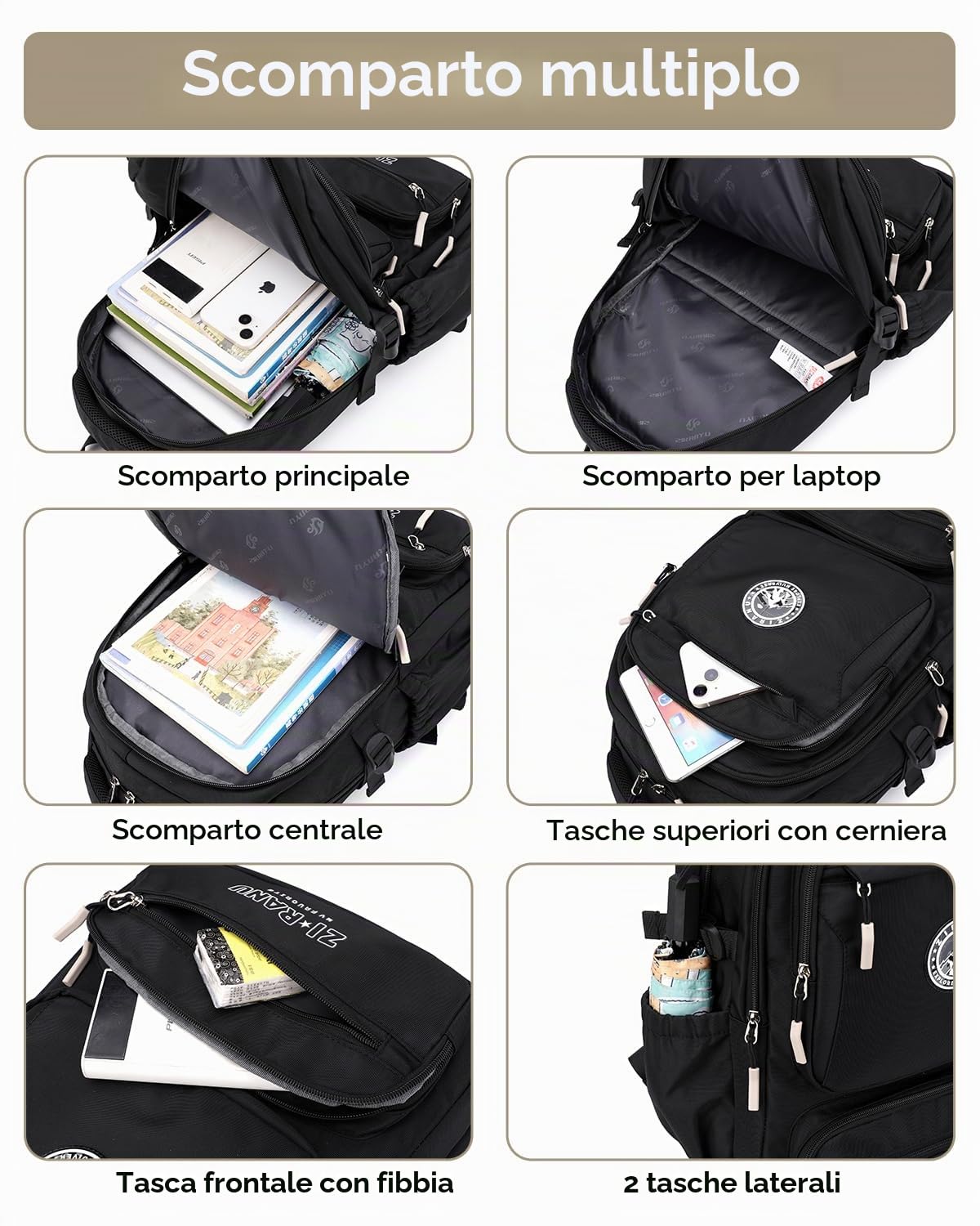 Tanou Zaino Trolley per Ragazzi, Capiente per Scuola Media e Superiore, 30L | Zaini Impermeabile con Ruote, Daypack Casual con Carrello Staccabile per la Scuola e Viaggi, Nero