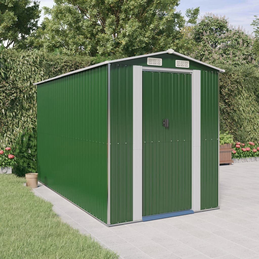 Générique Abri de Jardin Vert 192x357x223 cm Acier galvanisé,Maison & Jardin,Pelouses & Jardins,Vie en extérieur,Structures extérieures,Cabanes & abris de Jardin,3147429