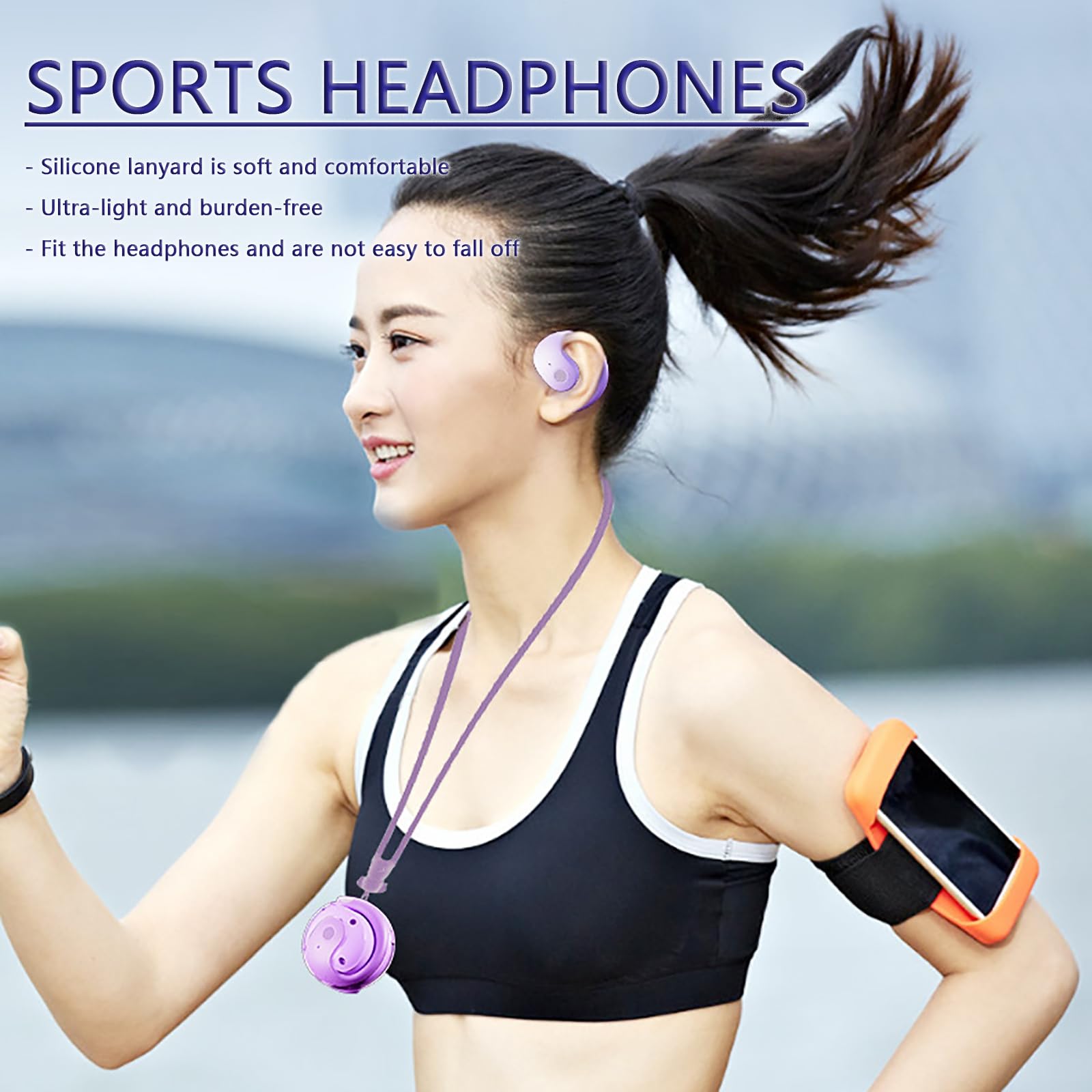 ANEFOSE Earphone Wireless Bluetooth, OWS Hanging Bluetooth 5.4 Earphones, Open Ear Headset Ball - Portable and Comfortable, HiFi Stereo Sound Headphones Noise Cancelling Running Sport (Purple)
