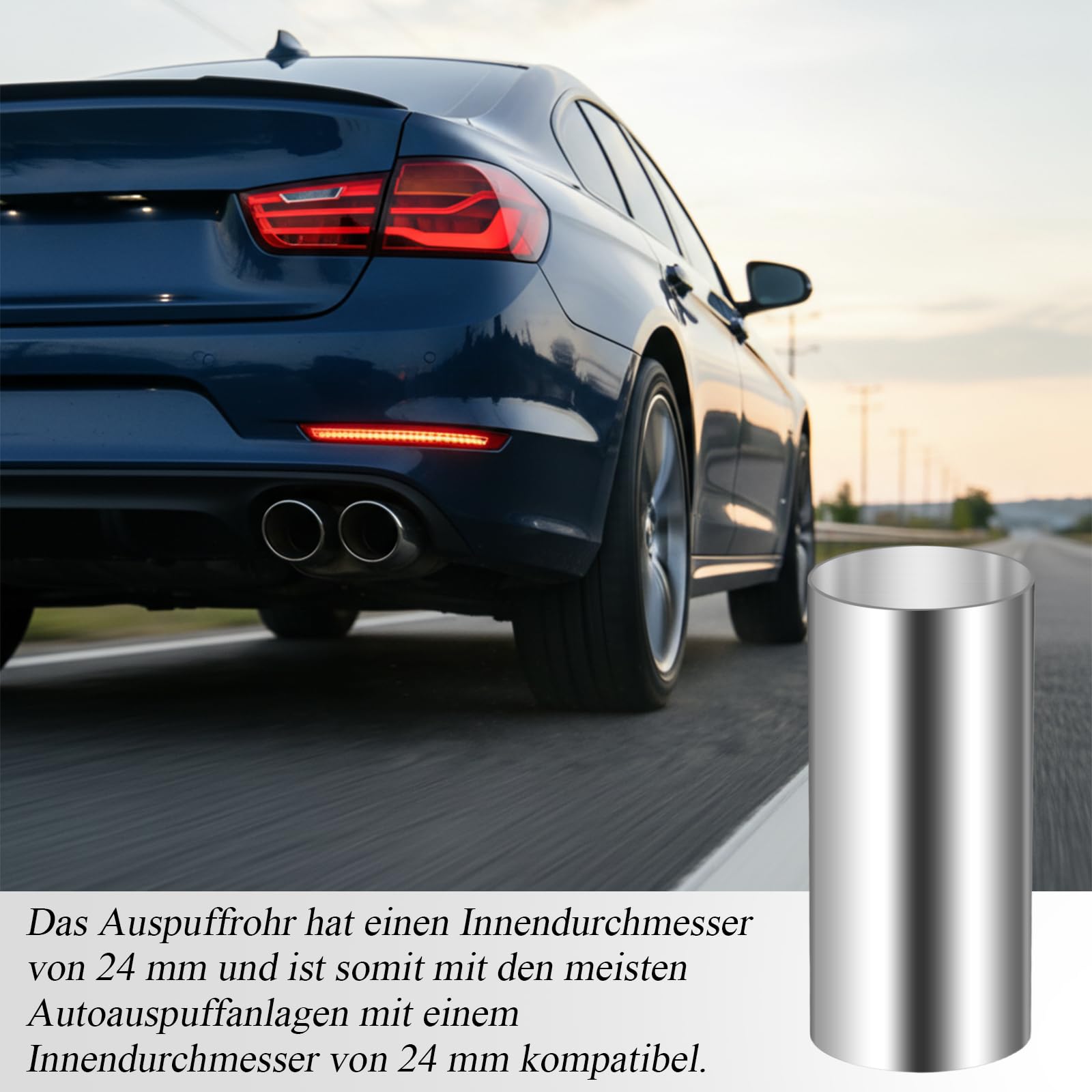 Łącznik rury wydechowej do ogrzewania postojowego, rura przedłużająca ze stali nierdzewnej z 4 zaciskami, łącznik rurowy 24 mm, rura wydechowa, ogrzewanie postojowe, do ogrzewania powietrza na