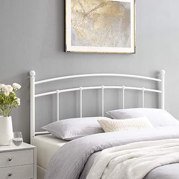 Modway Abigail Modern Farmhouse Metal Twin Headboard, White