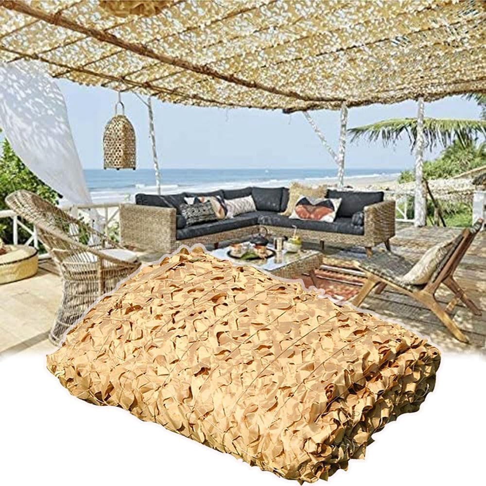 SAYEYBU Camouflage Netting, Shade Net, Military Reinforced Camo Netting, Garden Pergola Sunscreen Camouflage, Net, Camping, Hunting, Decoration,Sand,8x11m