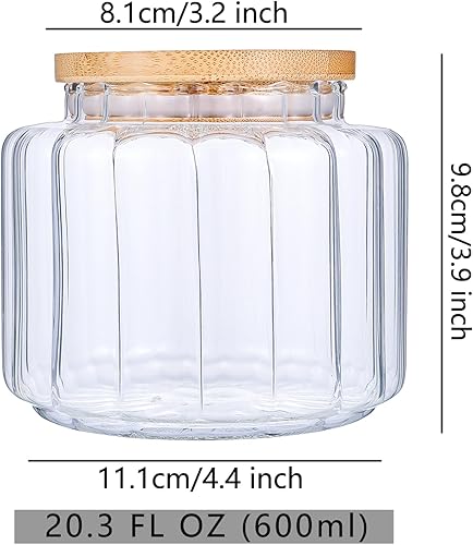Miniatura 6 de Tarro de almacenamiento de vidrio con tapas herméticas de bambú, contenedor de vidrio transparente de almacenamiento de alimentos de 20.3 onzas