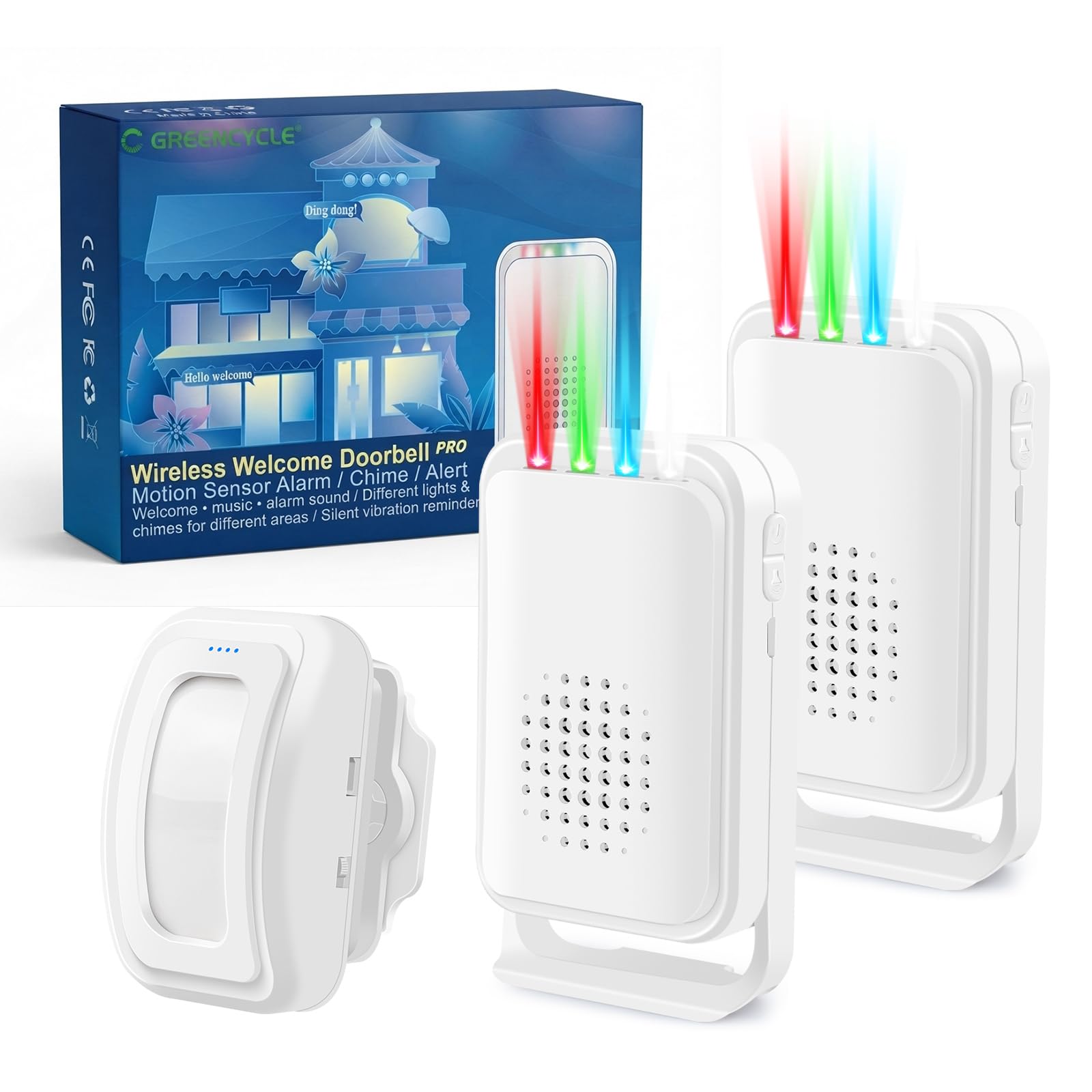 Greencycle Motion Sensor Alarm Wireless, Commercial Door Bell for Entry