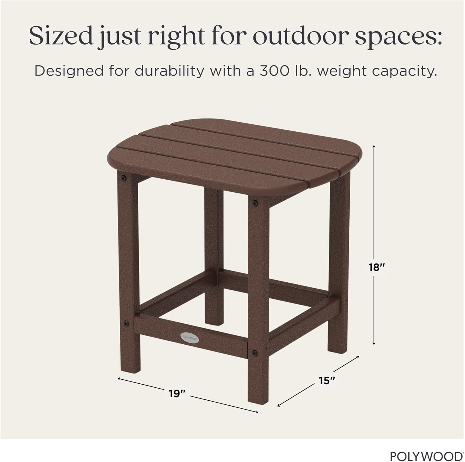 POLYWOOD SBT18MA South Beach 18" Outdoor Side Table, Mahogany