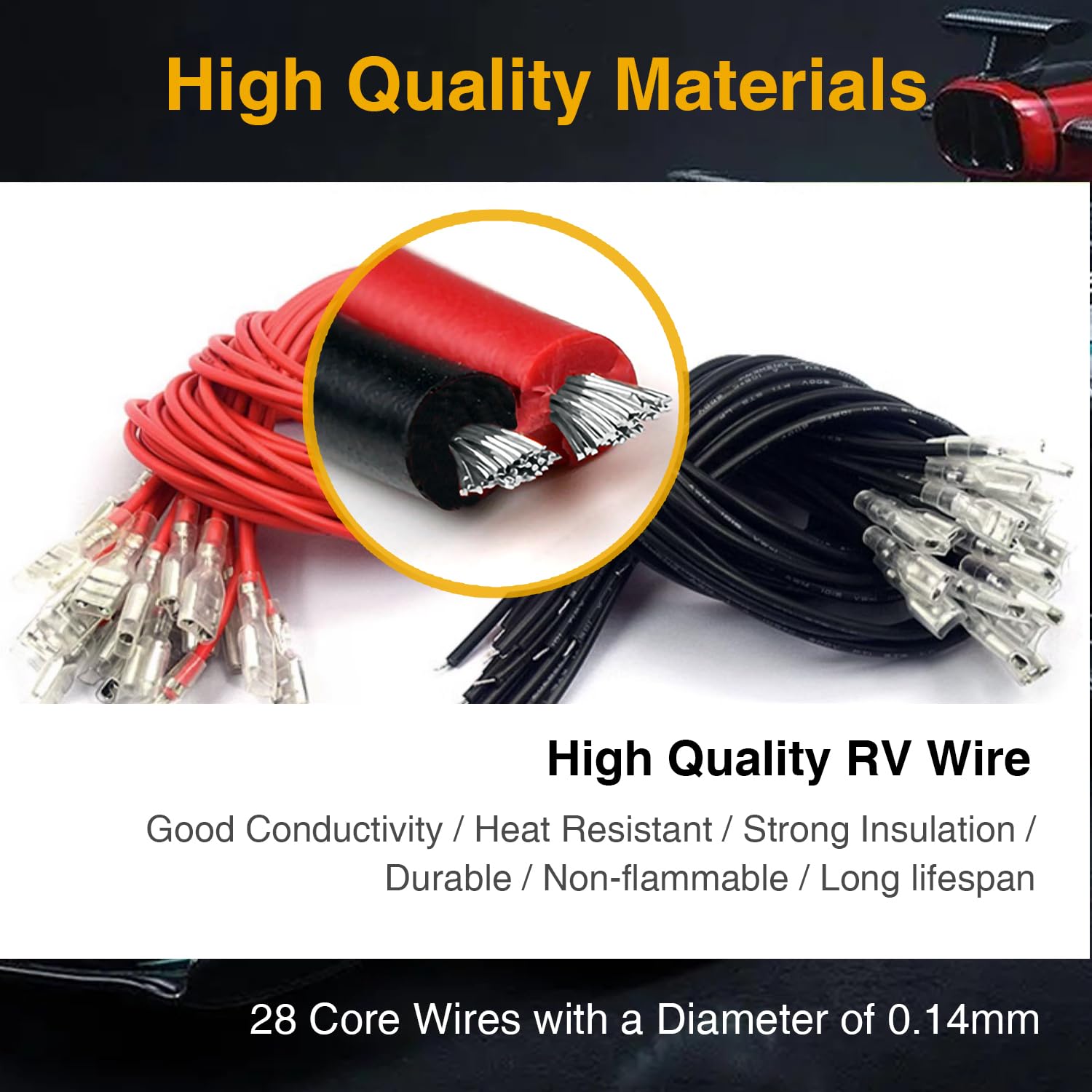 Rrina 30pcs Female Spade Crimp Terminal With Insulating Sleeve Quick Connectors Wire Splice Assortment Kit (2.8mm - View #7