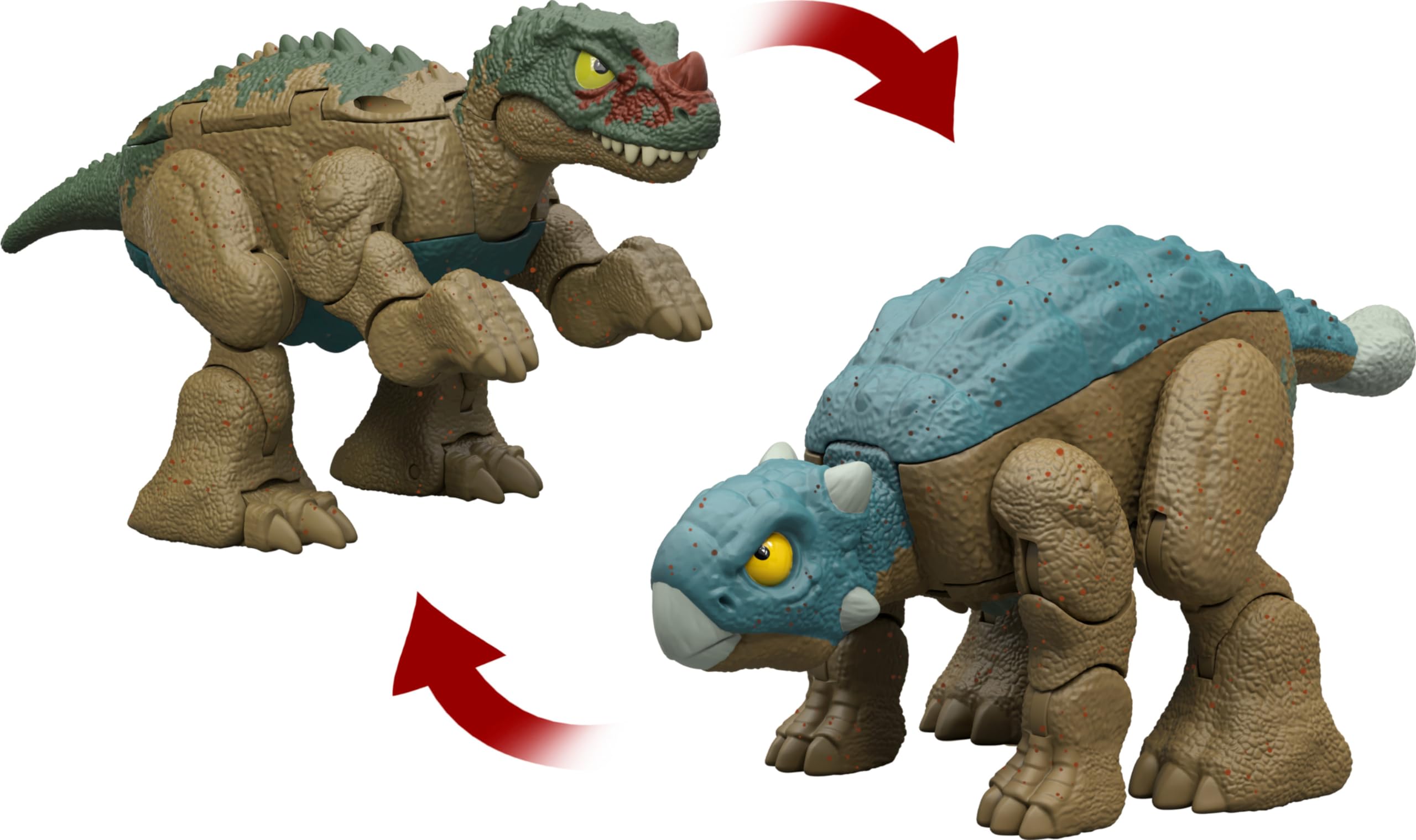 Giocattoli Trasformabili 2-in-1 Dinosauri - Raptor E Ankylosaurus (2 Pezzi) 13 Cm - Per Bambini 5-10 Anni - 5