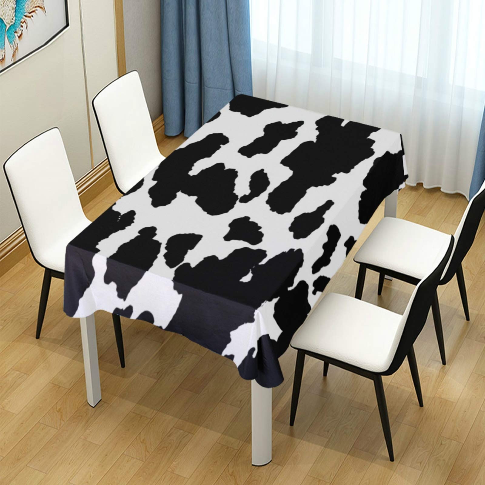 Mantel rectangular con estampado de vaca animal de 54 x 72 pulgadas, resistente a las arrugas, tela decorativa a prueba de manchas, tela para cocina, comedor, fiesta, camping